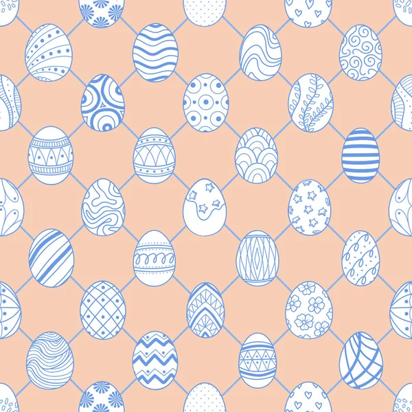 Oeufs de Pâques mignons dans le contour bleu . — Image vectorielle