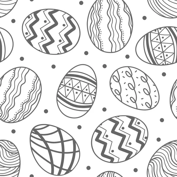 Huevos de Pascua en contorno gris y puntos . — Vector de stock