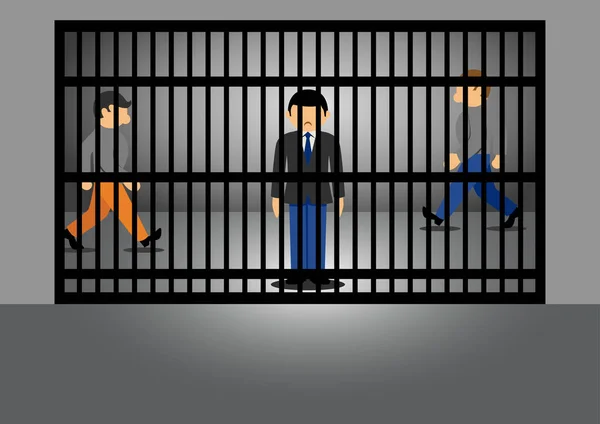 刑務所の簡単な漫画のベクトルのビジネスマン — ストックベクタ