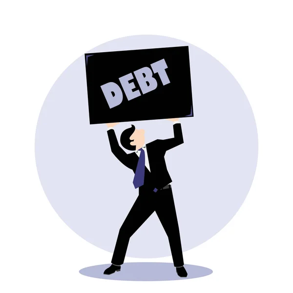 Simple business cartoon icon of a man in debt pressure — Stock Vector