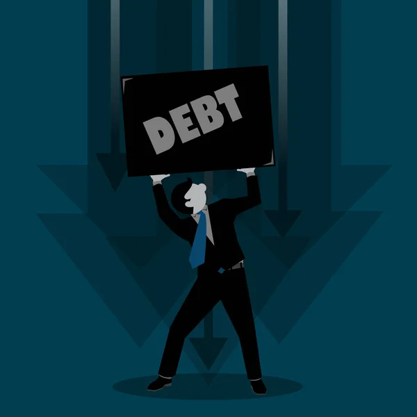 Egyszerű üzleti rajzfilm részeket, egy ember presurre az adósság! — Stock Vector