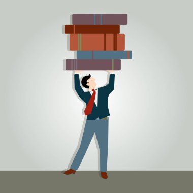 Basit iş karikatür simgesi bir adam kitap Kaldır