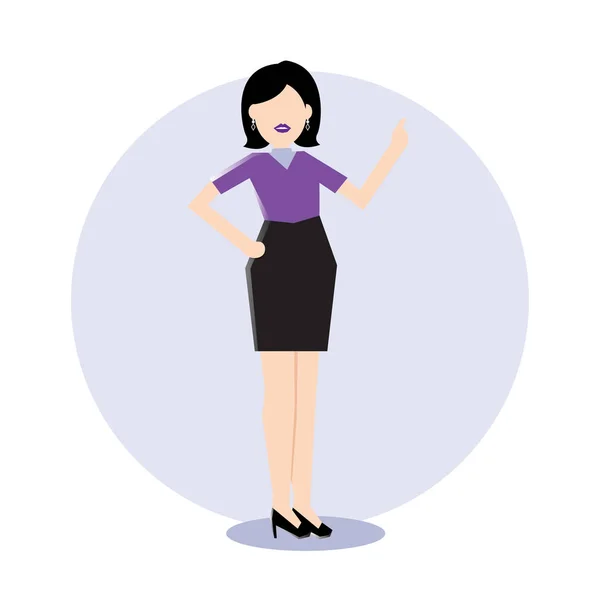 Bir iş kadını basit iş simgesini sunum yapmak — Stok Vektör