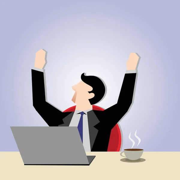 Business Illustration d'un homme d'affaires heureux dans son siège — Image vectorielle