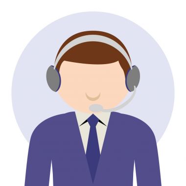 Basit iş karikatür simgesi bir erkek müşteri hizmetleri veya Telem