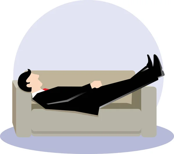 Illustration professionnelle simple d'un homme dormant sur un canapé — Image vectorielle