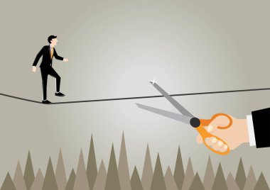 Basit iş karikatür çizimi bir işadamı sabotaj korkuttu