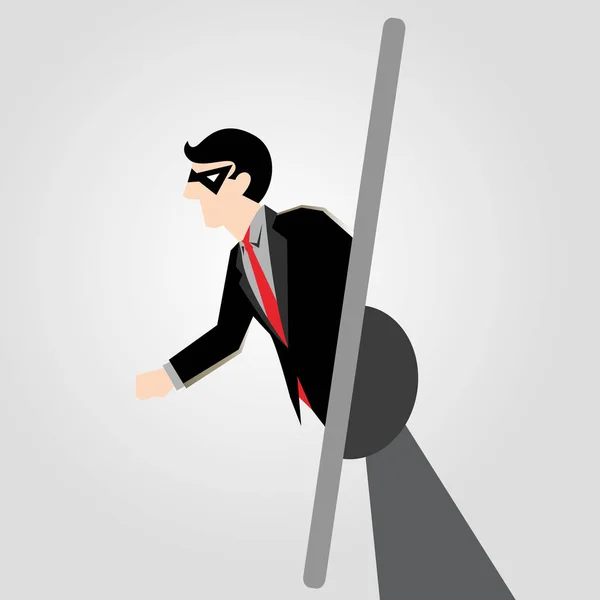Eenvoudige zaken cartoon afbeelding van een zakenman doen misdaad van internet — Stockvector