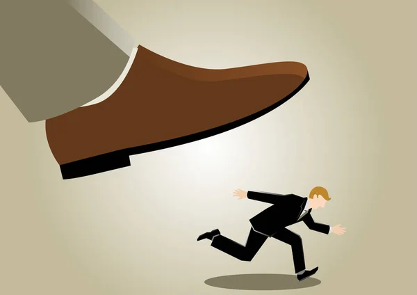 Simple business cartoon illustration of a businessman avoid danger — Stock Vector