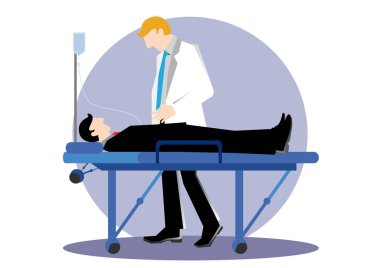 Doktor tarafından dikkat çekici bir adam basit karikatür çizimi