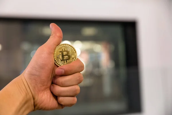 Bitcoin Dinero cifrado dinero virtual Intercambio Especular futuro — Foto de Stock