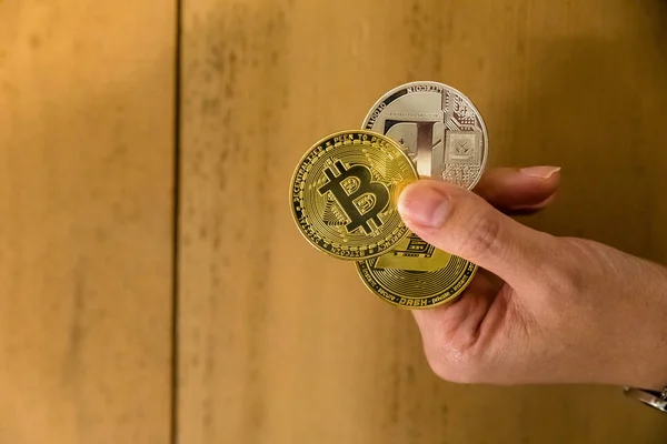 Bitcoin Dinero cifrado dinero virtual Intercambio Especular futuro — Foto de Stock