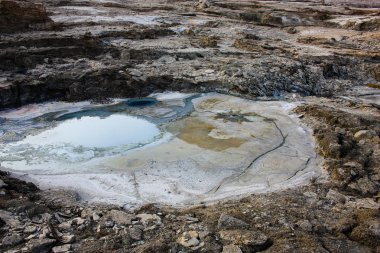 Dead sea kristal tuz İsrail closeup