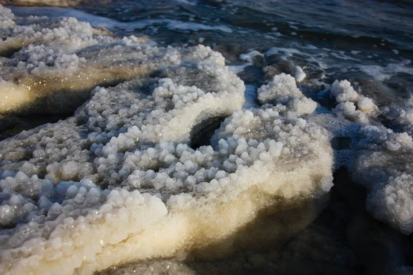 Closeup Krystalů Soli Mrtvého Moře Izraeli — Stock fotografie