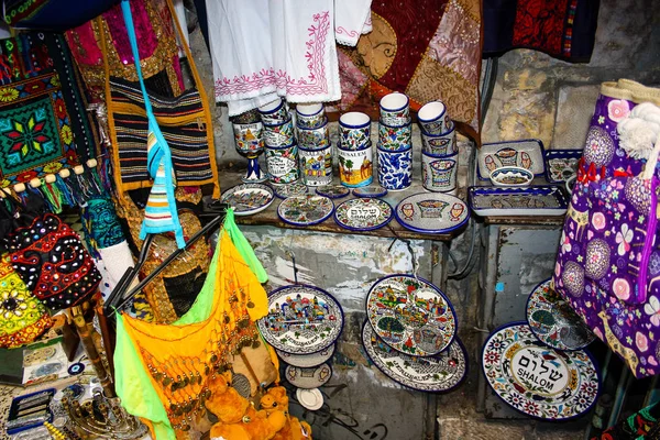 Closeup Handcrafted Decorative Objects Sold Souvenirs Shop Bazaar Old City — Stock Photo, Image