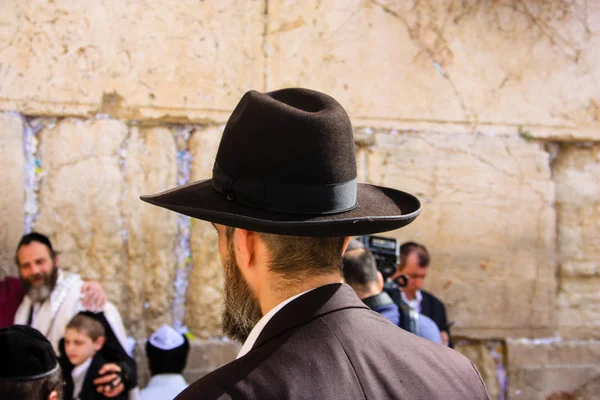 Єрусалим Марта 2018 Невідомих Людей Молилися Фронт Західної Стіни Старе — стокове фото