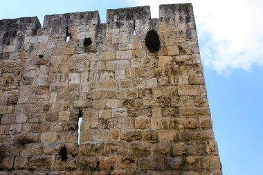  Eski şehir Kudüs İsrail dış duvarına closeup