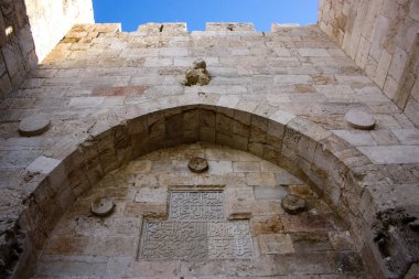  Eski şehir Kudüs İsrail dış duvarına closeup