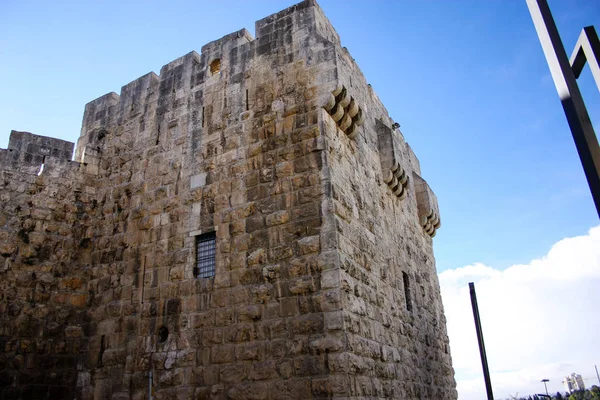 Avvicinamento Delle Mura Esterne Della Città Vecchia Gerusalemme Israele — Foto Stock