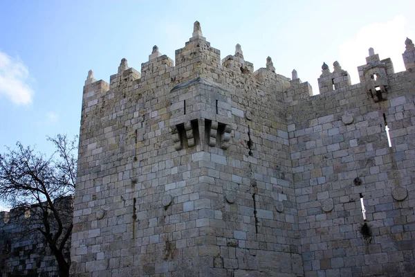 以色列耶路撒冷古城外墙特写 — 图库照片