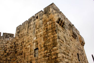  Eski şehir Kudüs İsrail dış duvarına closeup