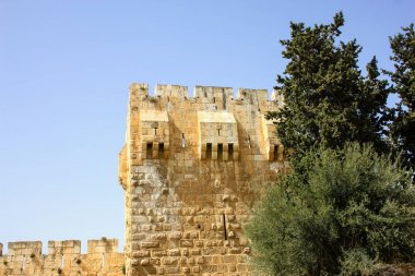  Eski şehir Kudüs İsrail dış duvarına closeup