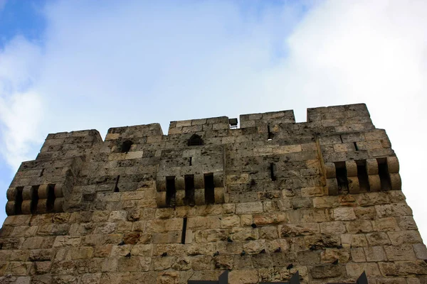 Close Van Buitenste Muur Van Oude Stad Van Jeruzalem Israël — Stockfoto