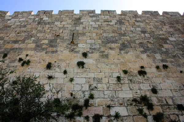 Avvicinamento Delle Mura Esterne Della Città Vecchia Gerusalemme Israele — Foto Stock