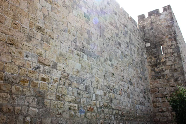 Zbliżenie Zewnętrzną Ściany Stare Miasto Jerozolimie Izraelu — Zdjęcie stockowe