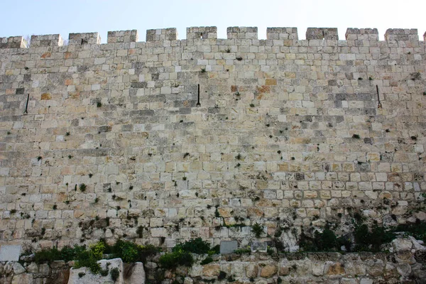 Närbild Den Yttre Väggen Den Gamla Staden Jerusalem Israel — Stockfoto