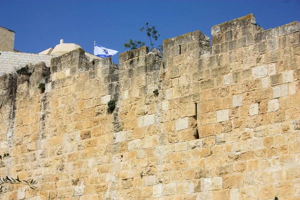 Gros Plan Muraille Extérieure Vieille Ville Jérusalem Israël — Photo