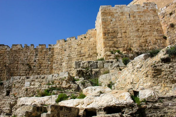 Eski Şehir Kudüs Srail Dış Duvarına Closeup — Stok fotoğraf
