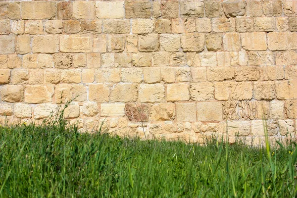 Closeup of the outer wall of the old city of Jerusalem in Israel