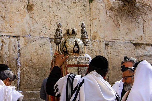 Jerusalem Israel February 2018 Religious Ceremony Unknowns People Front Western — Stock Photo, Image