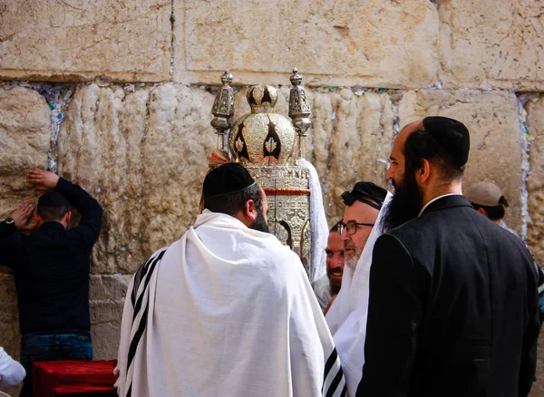 Jerusalem Israel February 2018 Religious Ceremony Unknowns People Front Western — Stock Photo, Image