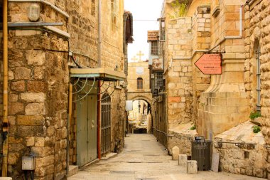 Eski şehir Kudüs İsrail bir sokakta closeup 