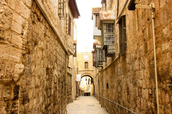 Pendekatan Sebuah Jalan Kota Tua Yerusalem Israel — Stok Foto