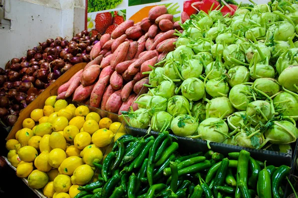 Close Van Verse Groenten Die Verkocht Markt Israël — Stockfoto