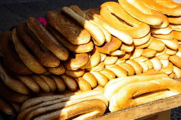 Close Van Verschillende Broden Gebakjes Verkocht Een Bakkerij Israël — Stockfoto