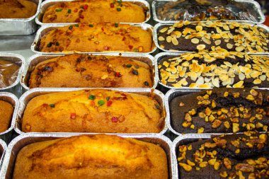  İsrail bir fırında çeşitli ekmek ve hamur işleri closeup satılan