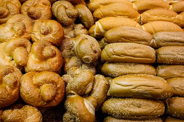 Close Van Verschillende Broden Gebakjes Verkocht Een Bakkerij Israël — Stockfoto