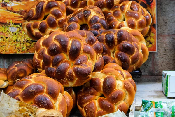 Close Van Verschillende Broden Gebakjes Verkocht Een Bakkerij Israël — Stockfoto