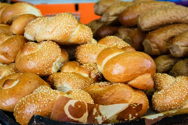 Close Van Verschillende Broden Gebakjes Verkocht Een Bakkerij Israël — Stockfoto