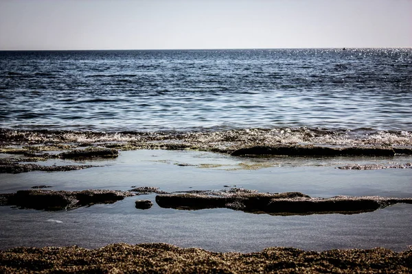 Blick Auf Strand Und Küste Der Betoninsel — Stockfoto