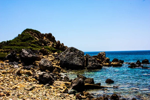 Vista Sulla Spiaggia Sulla Costa Dell Isola Creta — Foto Stock