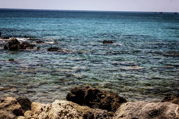 Vista Sulla Spiaggia Sulla Costa Dell Isola Creta — Foto Stock