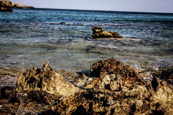 Vista Sulla Spiaggia Sulla Costa Dell Isola Creta — Foto Stock