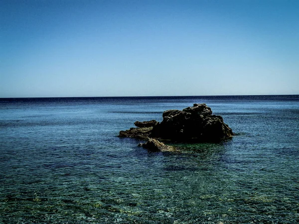 Вид Пляж Узбережжя Острова Крит — стокове фото