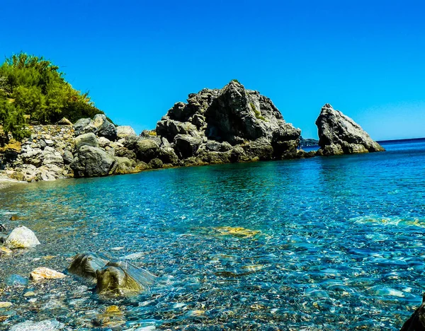 Widok Plaży Wybrzeżu Kreta — Zdjęcie stockowe
