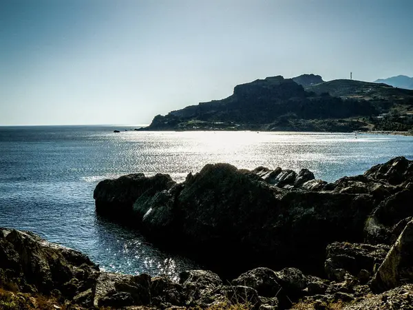 Widok Plaży Wybrzeżu Kreta — Zdjęcie stockowe